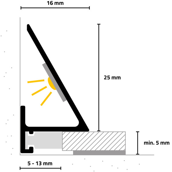 Minileiste Sockelprofil LED SLED 16X5