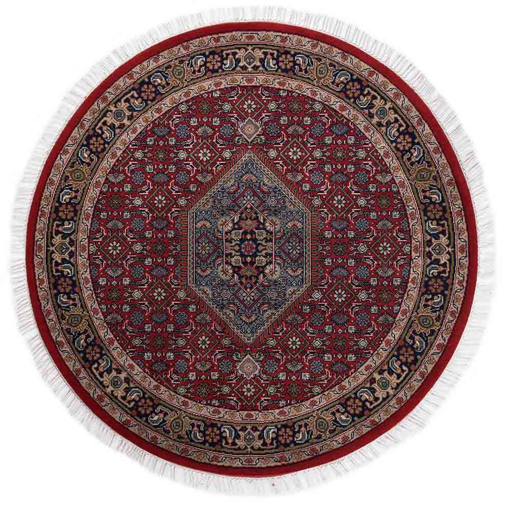 Orient-Teppich Bidjar, Knutzen Wohnen, 100 % Schurwolle, rund, rot, 200 cm Durchmesser, Theo Keller