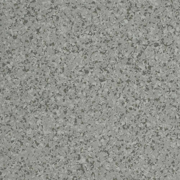 Grau marmorierte Fläche mit kleinen, unregelmäßigen Partikeln und verschiedenen Schattierungen. Die Textur wirkt modern und ansprechend, geeignet für Bodenbeläge.