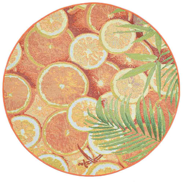 Outdoor-Teppich Rantum Beach SA001, Sansibar, Flachgewebe, bunt, rund, 140cm Durchmesser, Knutzen Wohnen