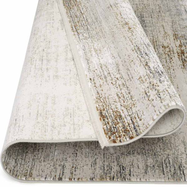 Moderner Teppich in creme-grau mit 3D-Effekt. Der Teppich hat verschiedene Größenoptionen von 80 x 150 cm bis 240 x 340 cm. Er kostet 760,00 € inkl. MwSt.