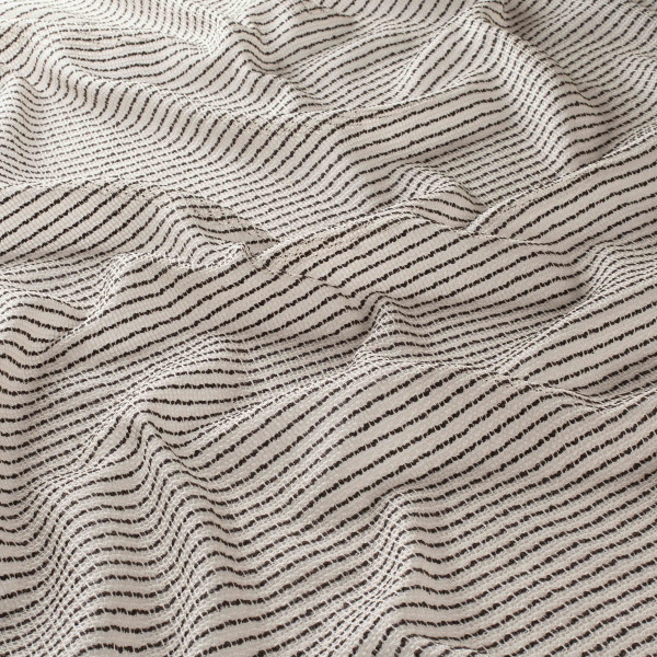 JAB Vorhangstoff Outside 7093, halbtransparent, braun, weiß, gestreift, Meterware