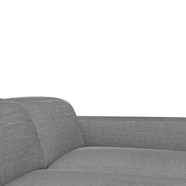 Schwarzes Sofa VOLUZZI mit modernen Designs, zwei Sitzflächen und geraden Armlehnen steht auf schmalen Füßen. Es ist für individuelle Gestaltung und hochwertige Materialien konzipiert.