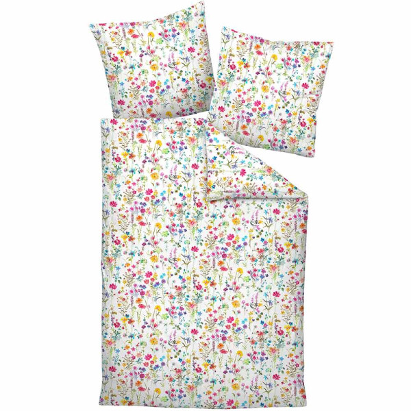 Janine Bettwäsche 45130, Satin, 100% Baumwolle, bunt, Sommerblumen-Muster, 155x220cm, Knutzen Wohnen