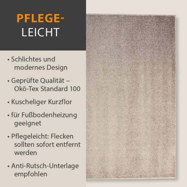 Teppich Palma Uni Kurzflor