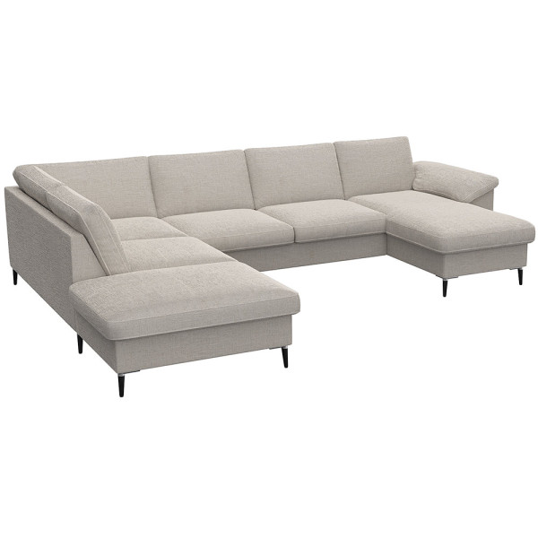 Gemütliches Ecksofa in einem gedeckten Grünton mit breiten Armlehnen. Das Sofa bietet viel Platz und ist ideal für entspannte Stunden im Wohnzimmer.