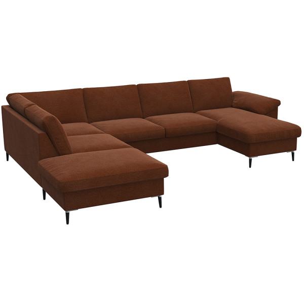 Gemütliches Ecksofa in einem gedeckten Grünton mit breiten Armlehnen. Das Sofa bietet viel Platz und ist ideal für entspannte Stunden im Wohnzimmer.