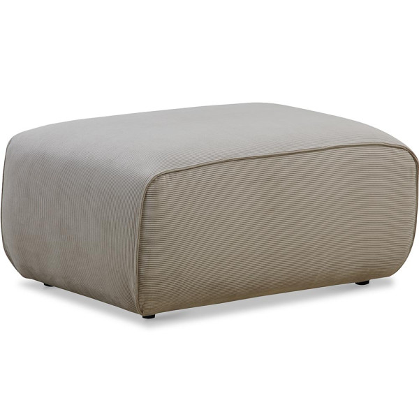 Hocker Isa hat einen cordartigen Bezug in hellen Farben. Er steht stabil auf vier kleinen Füßen und dient als bequemer Sitzplatz oder Fußablage.