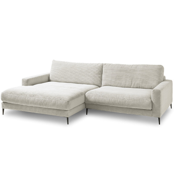 Cordsofa Uptown ST2 in hellem Grau, mit Chaiselongue auf der linken Seite, bietet elegantes Design und komfortable Sitzfläche für Entspannung im Wohnraum.