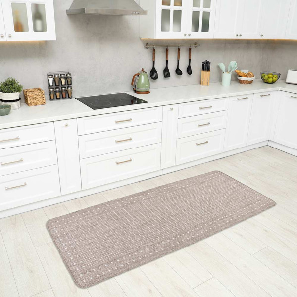 Küchenläufer Bordüre Taupe