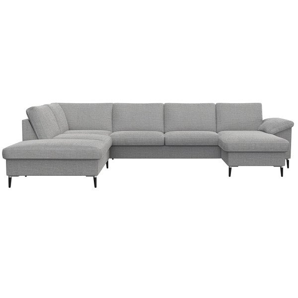 Gemütliches Ecksofa in einem gedeckten Grünton mit breiten Armlehnen. Das Sofa bietet viel Platz und ist ideal für entspannte Stunden im Wohnzimmer.