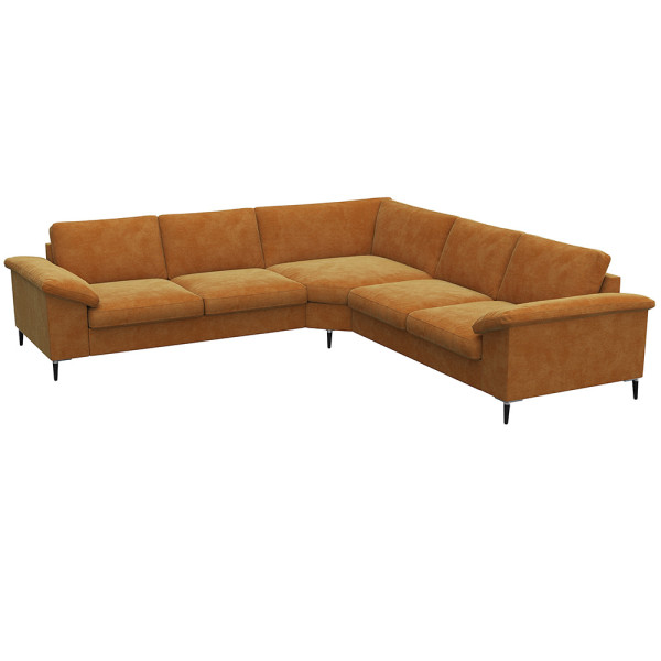 Braunes Ecksofa FIORE steht in einem modernen Design. Es bietet Platz zum Sitzen und Entspannen. Die Ausstattung umfasst weiche Kissen für zusätzlichen Komfort.