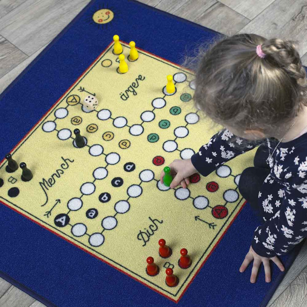 Spielteppich Mensch ärgere dich nicht, Kinder-Teppich mit Spielfiguren