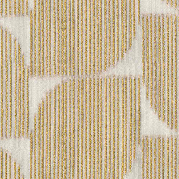 Rasch Vorhangstoff Cala 842, halbtransparent, Blätterdesign, gelb, recycelt, Meterware, Knutzen Wohnen