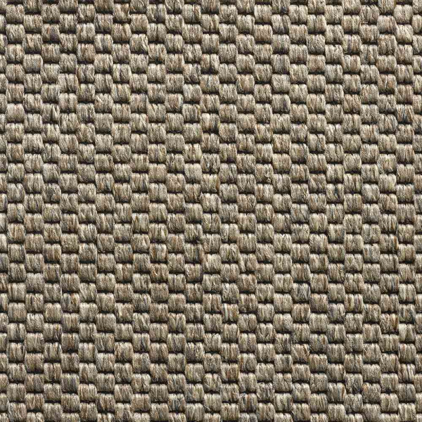Brauner Teppichboden mit einer strukturierten, gewebten Oberfläche zeigt ein gleichmäßiges Muster aus kleinen rechteckigen Feldern. Er eignet sich gut für verschiedene Wohnräume.