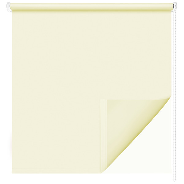 Cremefarbenes Seitenzugrollo AMELIE mit Verdunklungsfunktion und Zugkette wird präsentiert. Es hat die Maße 62 x 180 cm und ist sofort versandfertig.