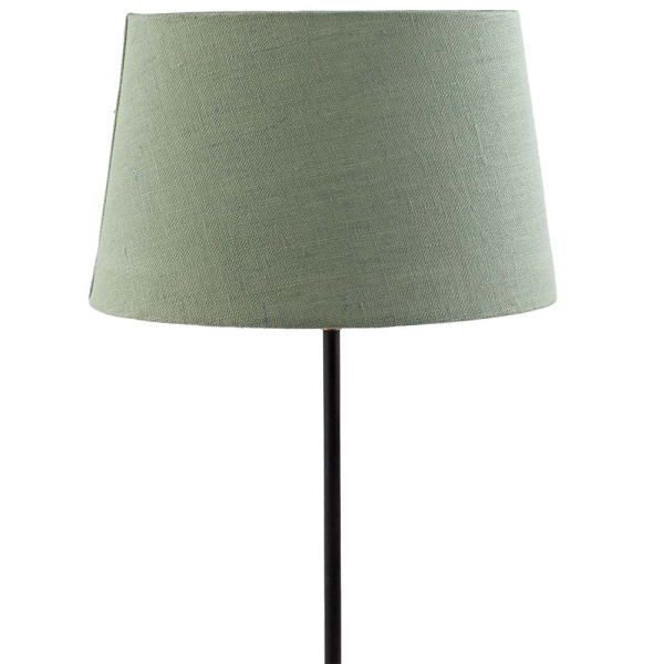 Ovaler Lampenschirm aus Leinen in Mintgrün mit helleren Nähten. Der Schirm hat einen klassischen, eleganten Look und ist sofort versandfertig zu einem Preis von 27,99 €.