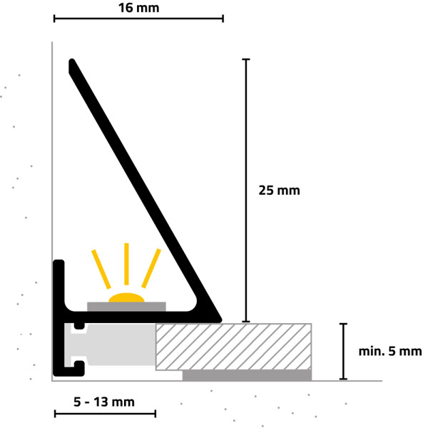 Minileiste Sockelprofil LED SLED 16X5