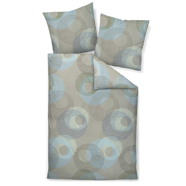 Bettwäsche Janine 65175, Biber, 100% Baumwolle, grau, salbeigruen, Muster, 155x220cm, Knutzen Wohnen