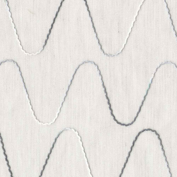 Rasch Vorhangstoff Flame 841, halbtransparent, beige-blau Wellenmuster, Meterware