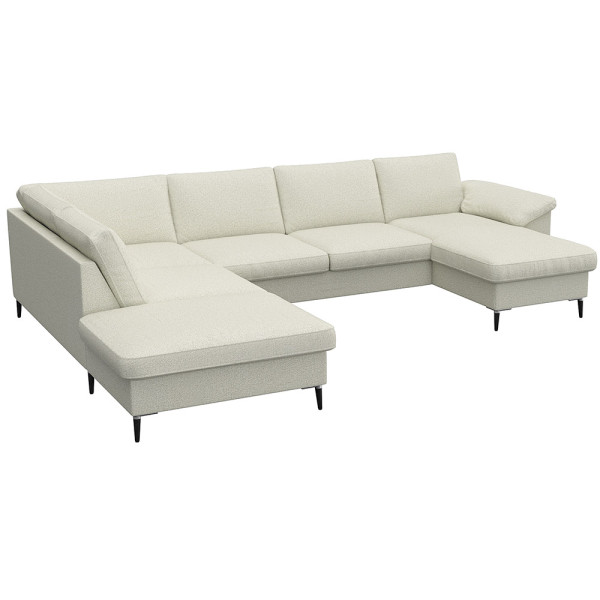 Gemütliches Ecksofa in einem gedeckten Grünton mit breiten Armlehnen. Das Sofa bietet viel Platz und ist ideal für entspannte Stunden im Wohnzimmer.