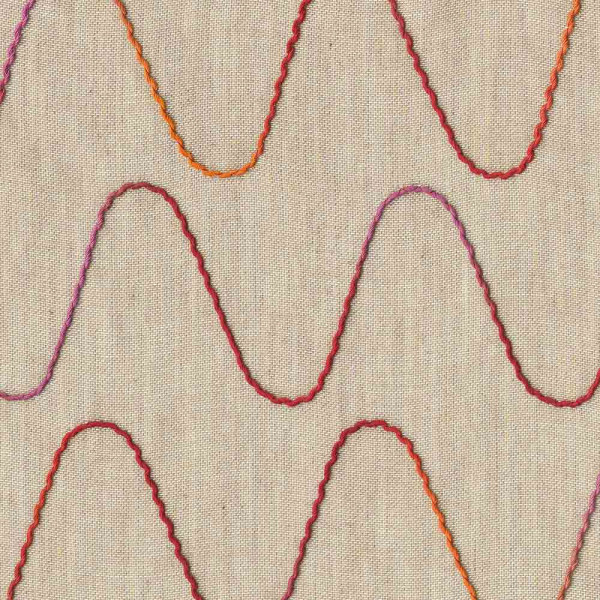 Rasch Vorhangstoff Flame 841, halbtransparent, beige-rot Wellenmuster, Meterware, Knutzen Wohnen