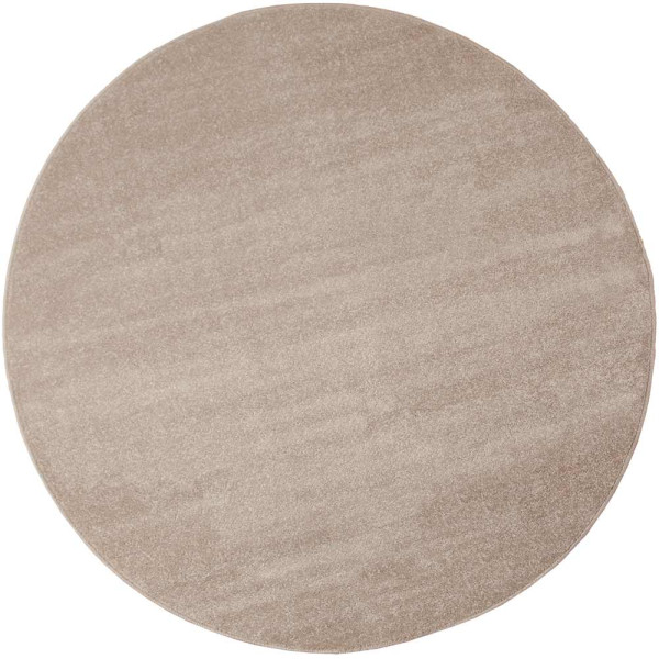 Teppich Palma, Uni Kurzflor, Rund, Durchmesser 160 cm, Beige, Knutzen Wohnen