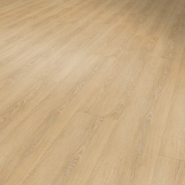 Hellbrauner Designboden mit natürlicher Holzoptik. Die Landhausdiele zeigt feine Holzmaserungen und Fugen. Der Bodenbelag ist für Innenräume geeignet und hat eine dezente, warme Ausstrahlung.