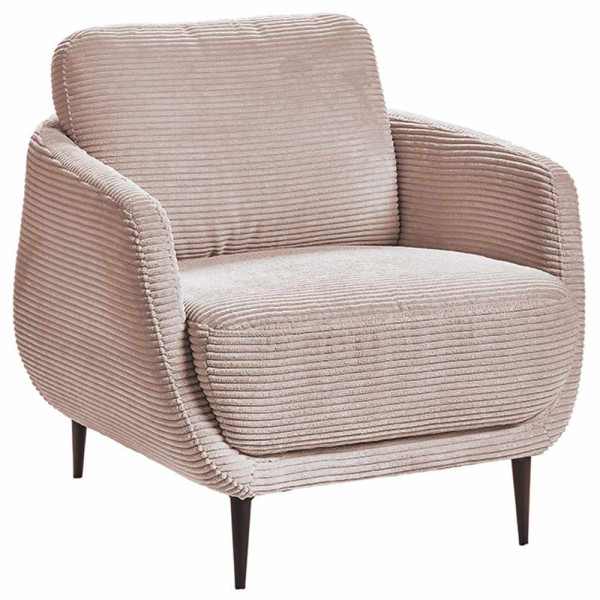 Cordsessel Liv in einem modernen Design mit gerilltem Bezug und stabilen, schmalen Beinen. Er bietet Komfort und lädt zum Entspannen ein. Preis: 1.099,00 €.