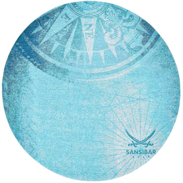 Designer-Teppich Keitum SA011, Sansibar, blau, rund, 100cm Durchmesser, Knutzen Wohnen