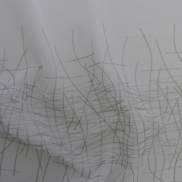 Rasch Vorhangstoff Edda 869, halbtransparent, graue Struktur, Meterware