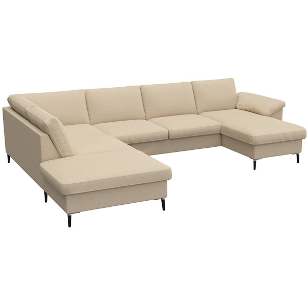 Gemütliches Ecksofa in einem gedeckten Grünton mit breiten Armlehnen. Das Sofa bietet viel Platz und ist ideal für entspannte Stunden im Wohnzimmer.