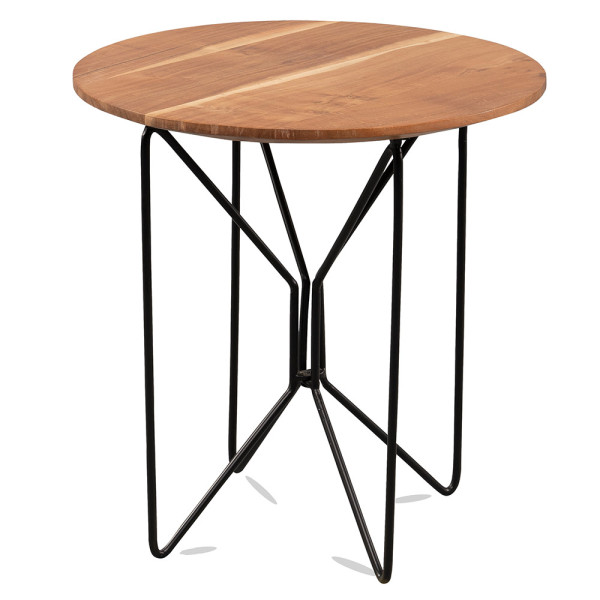 Couchtisch Faber, Beistelltisch, Massivholz, natur, schwarz, Metall, rund, M2 Kollektion