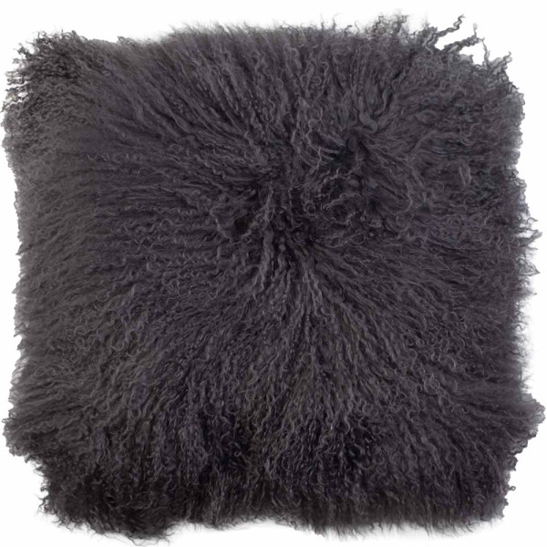 Lammfell Kissenhülle, SyltErleben, dunkelgrau, 40x40cm, Echtfell