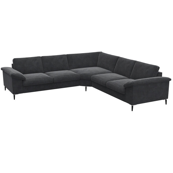 Braunes Ecksofa FIORE steht in einem modernen Design. Es bietet Platz zum Sitzen und Entspannen. Die Ausstattung umfasst weiche Kissen für zusätzlichen Komfort.