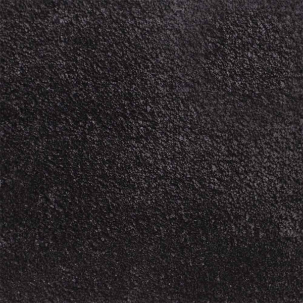 Schwarzer, weicher Webteppich aus Polyester mit fransigen Kanten. Der Teppich eignet sich für individuelle Maßanfertigungen und bietet eine vielseitige Gestaltungsmöglichkeit für verschiedene Räumlichkeiten.