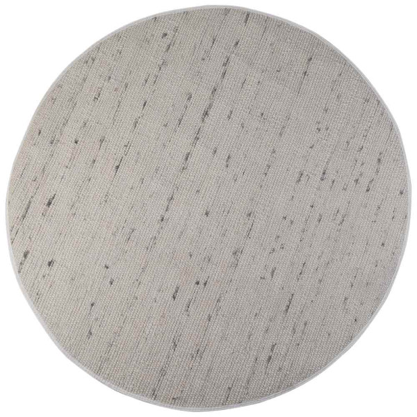 Woll-Teppich, Handwebteppich Natur, rund, hellgrau 200 cm Durchmesser, beidseitig nutzbar, Knutzen Wohnen