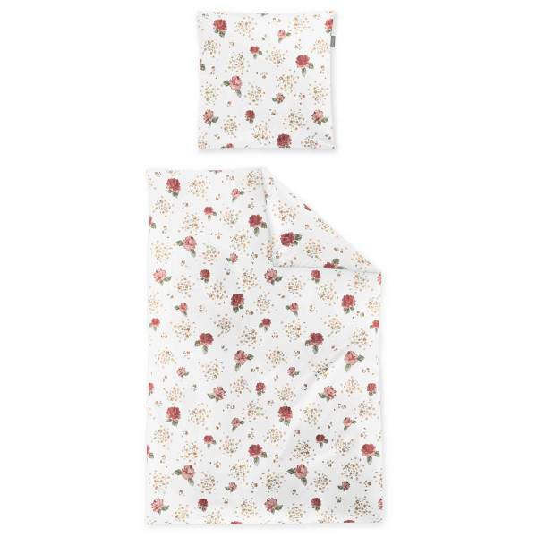 Irisette Bettwäsche Koala 8627, Biber-Satin, 100% Baumwolle, Rot, florales Muster, 155x220cm, Knutzen Wohnen