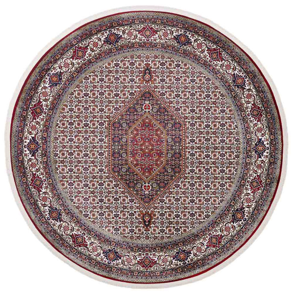 Orientteppich Bidjar Deluxe, creme-rot, rund, Durchmesser 160cm, Knutzen Wohnen